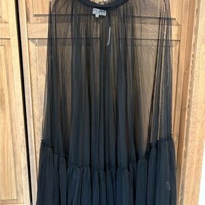 NWT Geisha Designs X Anthropologie Black Sheer Maxi Skirt Sz L